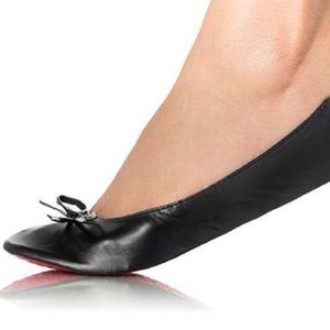 Flat Out Rolled Ballet Flat — BLACK (Red Bottoms)